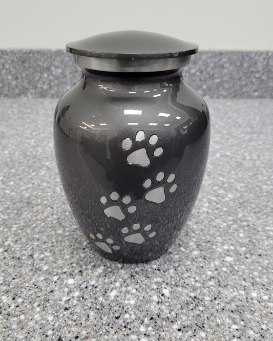 Slate with Pewter Paw Print Urn