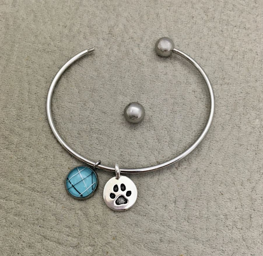 Stainless Steel Cuff with Whisker Charm